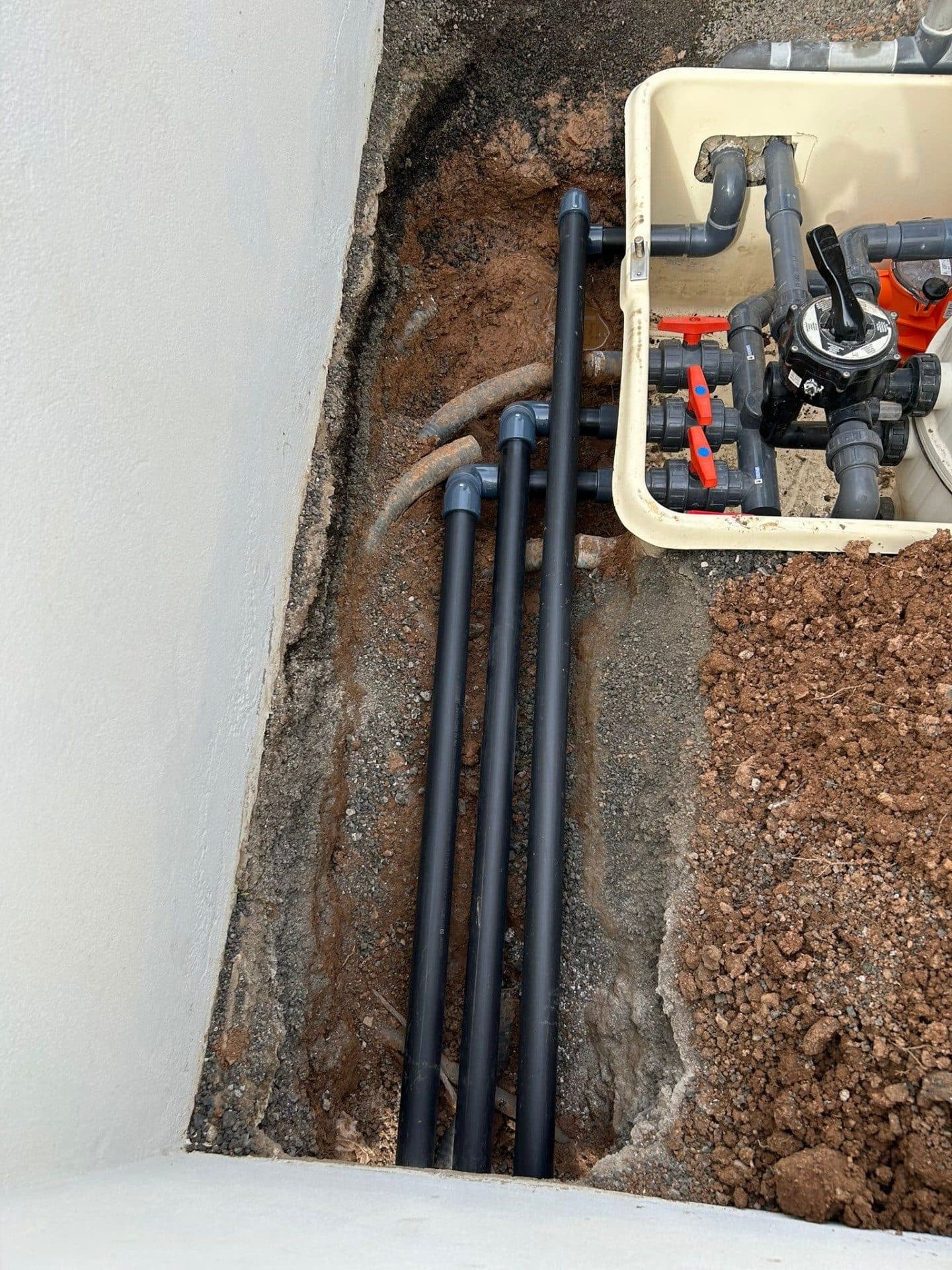 New pressure-rated pipework installation for pool