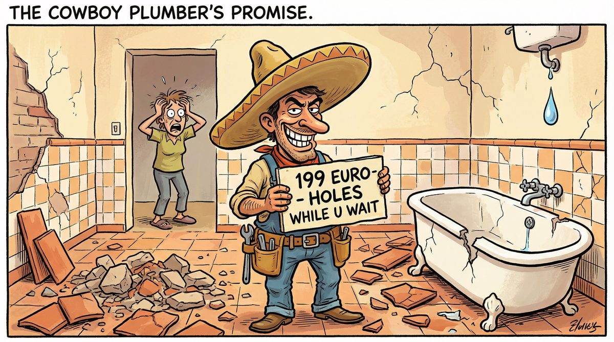 La promesa del fontanero pirata. 199 €, agujeros mientras esperas