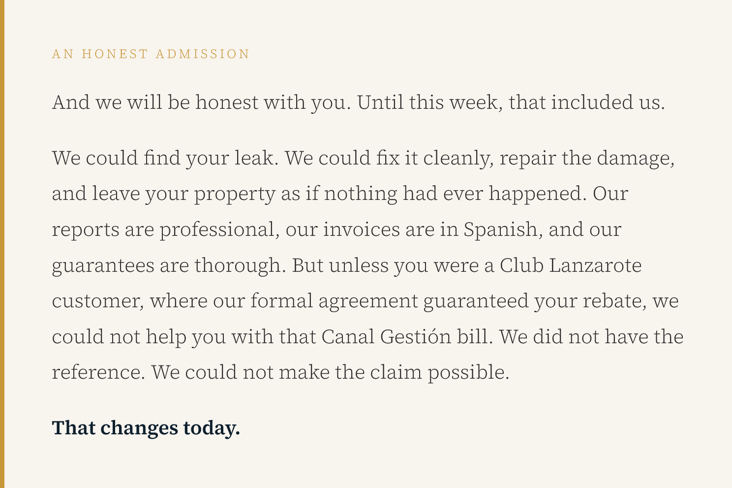 Risk: no installer reference means no Canal Gestión claim