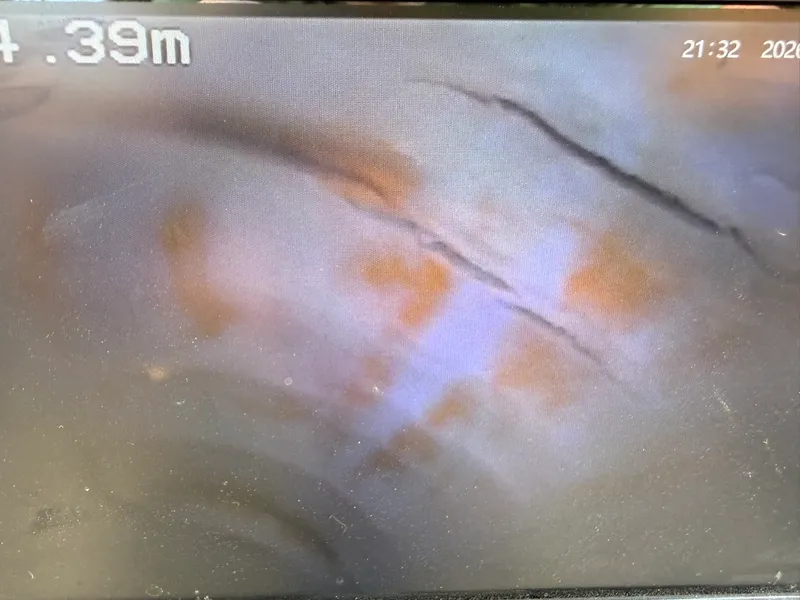 CCTV internal camera showing pipe crack